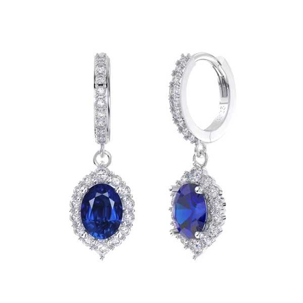 Cercei din argint, cu safir albastru si zirconiu, Delicate Sapphire