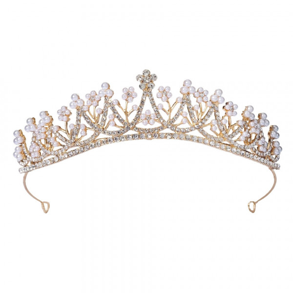 Tiara Abby Rose-Gold cu perle si cristale