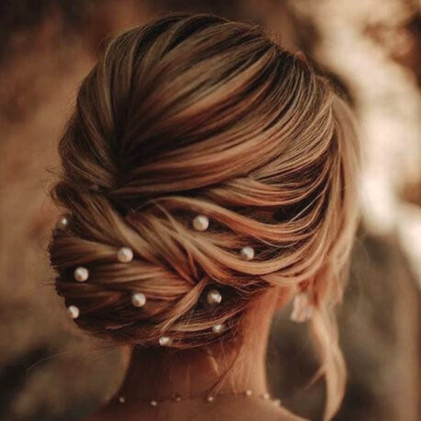 Set agrafe par argintii, cu perle, Rachel