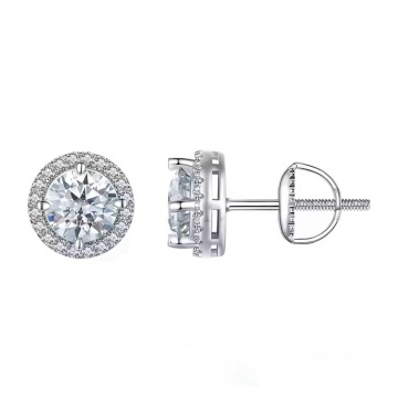 Cercei din argint, cu pietre moissanit de 0.5CT, Delicate Glow