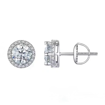 Cercei din argint, cu pietre moissanit de 0.5CT, Delicate Glow