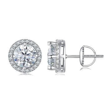 Cercei din argint, cu pietre moissanit de 1CT, Delicate Glow
