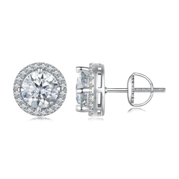 Cercei din argint, cu pietre moissanit de 1CT, Delicate Glow