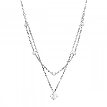Colier dublu din argint cu piatra moissanite de 0.5CT, Stella
