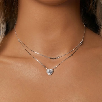 Lantisor inima  argint 925 cu diamant moissanite