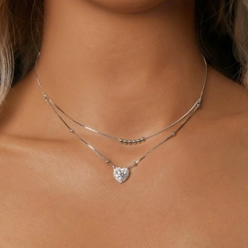 Lantisor inima  argint 925 cu diamant moissanite