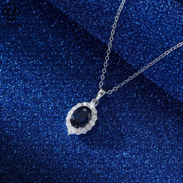 Set colier si cercei argint cu safir si zirconiu
