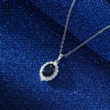 Set colier si cercei argint cu safir si zirconiu