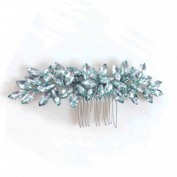 Accesoriu par argintiu, stil pieptene, cu pietre turcoaz, Light Blue Passion