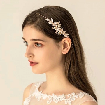 Accesoriu par modelator auriu, cu flori si frunze, Greek Princess