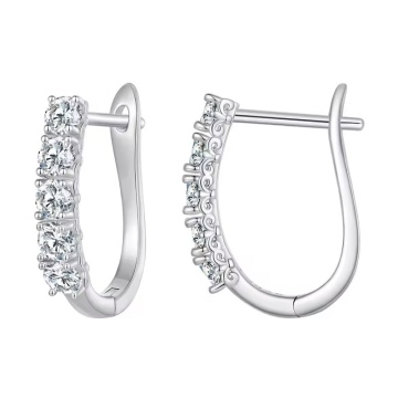 Cercei cu tortita din argint, cu pietre moissanite de 0.1CT, Forever Shine
