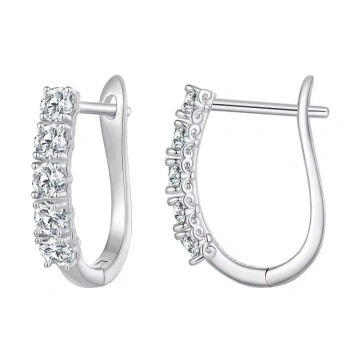 Cercei cu tortita din argint, cu pietre moissanite de 0.1CT, Forever Shine