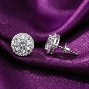 Cercei din argint 925 cu moissanite 1CT