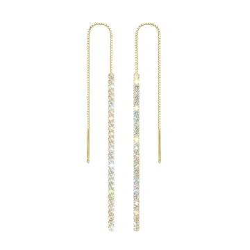 Cercei lungi din argint, stil lantisor, cu pietre de zirconiu, Eclipse Gold