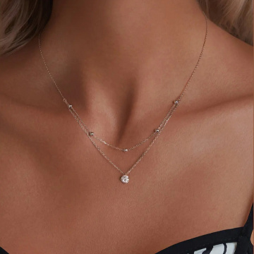 Lantisor argint 925 cu diamant moissanite