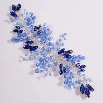 Accesoriu par argintiu cu pietre si margele albastre, Blue Elegance