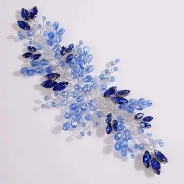 Accesoriu par argintiu cu pietre si margele albastre, Blue Elegance