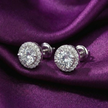 Cercei din argint 925 cu moissanit 0.5CT