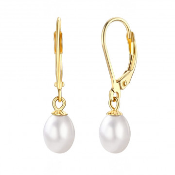 Gold-plated silver earrings with natural cultured pearls, Klara