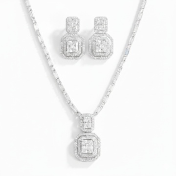Set colier si cercei cu pietre din zirconiu, Donna Squares