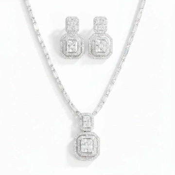 Set colier si cercei cu pietre din zirconiu, Donna Squares
