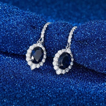 Set colier si cercei argint cu safir si zirconiu