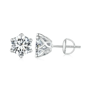 Cercei din argint stud, cu pietre moissanite, Brilliant Sparkle