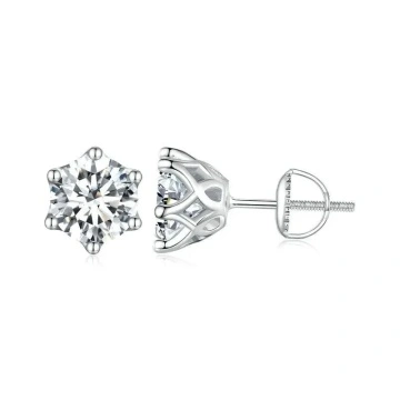 Cercei din argint stud, cu pietre moissanite, Brilliant Sparkle