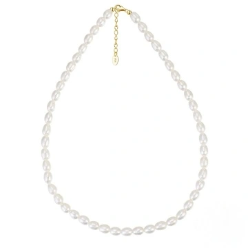 Colier din argint placat cu aur, cu perle naturale de cultura, Ivone Gold