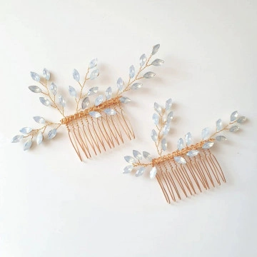 Set accesorii de par handmade, cu cristale turcoaz