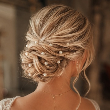 Set agrafe par argintii, cu perle, Rachel
