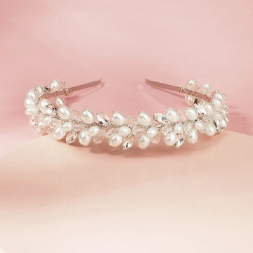 Silver cord / headband with pearls and stones, Karina