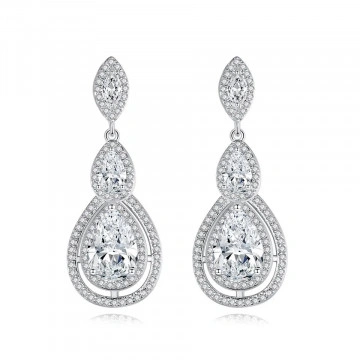 Silver earrings with zirconia stones, Eternity