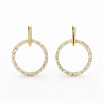 Cercei din argint placat cu aur cu pietre de zirconiu, Shiny Hoops