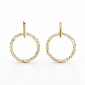 Cercei din argint placat cu aur cu pietre de zirconiu, Shiny Hoops
