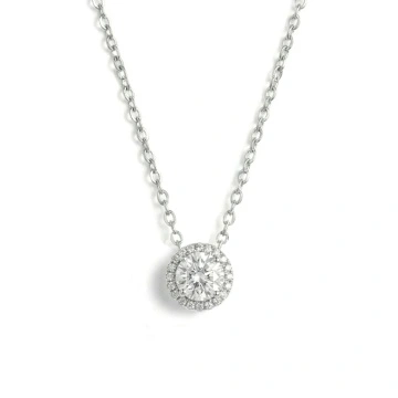 Colier din argint cu piatra moissanite de 0.5CT, Delicate Glow
