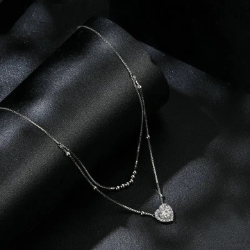 Lantisor inima argint 925 cu diamant moissanite