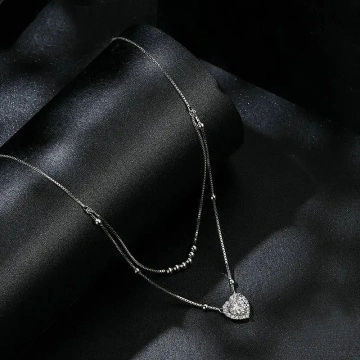 Lantisor inima argint 925 cu diamant moissanite