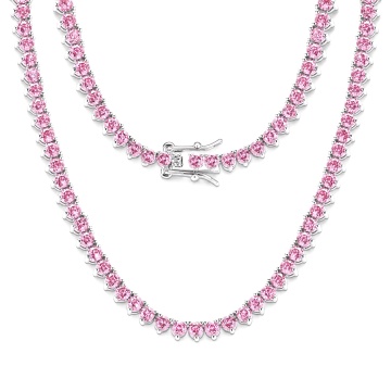 Colier tennis elegant, cu pietre din zirconiu roz, Stellar Pink