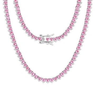 Colier tennis elegant, cu pietre din zirconiu roz, Stellar Pink