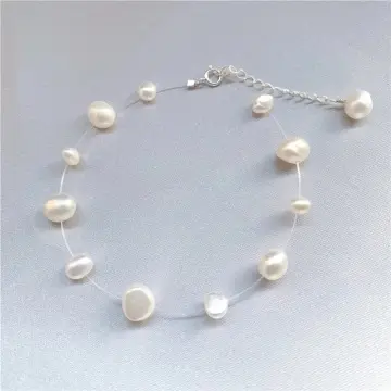 Set bijuterii cu perle de cultura pe fir transparent