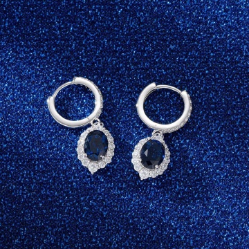 Set colier si cercei argint cu safir si zirconiu