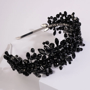 Silver beaded and black beaded lanyard / headband, Melody Black