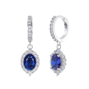 Cercei din argint, cu safir albastru si zirconiu, Delicate Sapphire