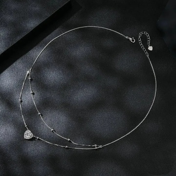 Lantisor inima argint 925 cu diamant moissanite