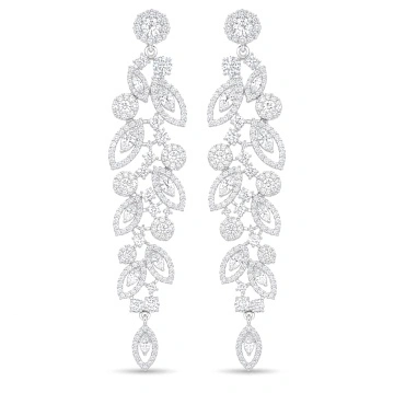 Ela long earrings with cubic zirconia petals
