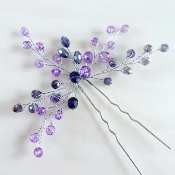 Ace par argintii cu margele violet