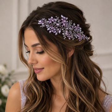 Accesoriu par cu pietre si margele mov, Purple Elegance