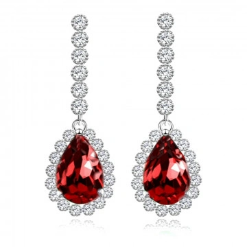 Cercei cu pietre din zirconiu rosii, Royal Red Drops