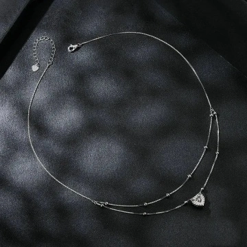 Lantisor inima argint 925 cu diamant moissanite